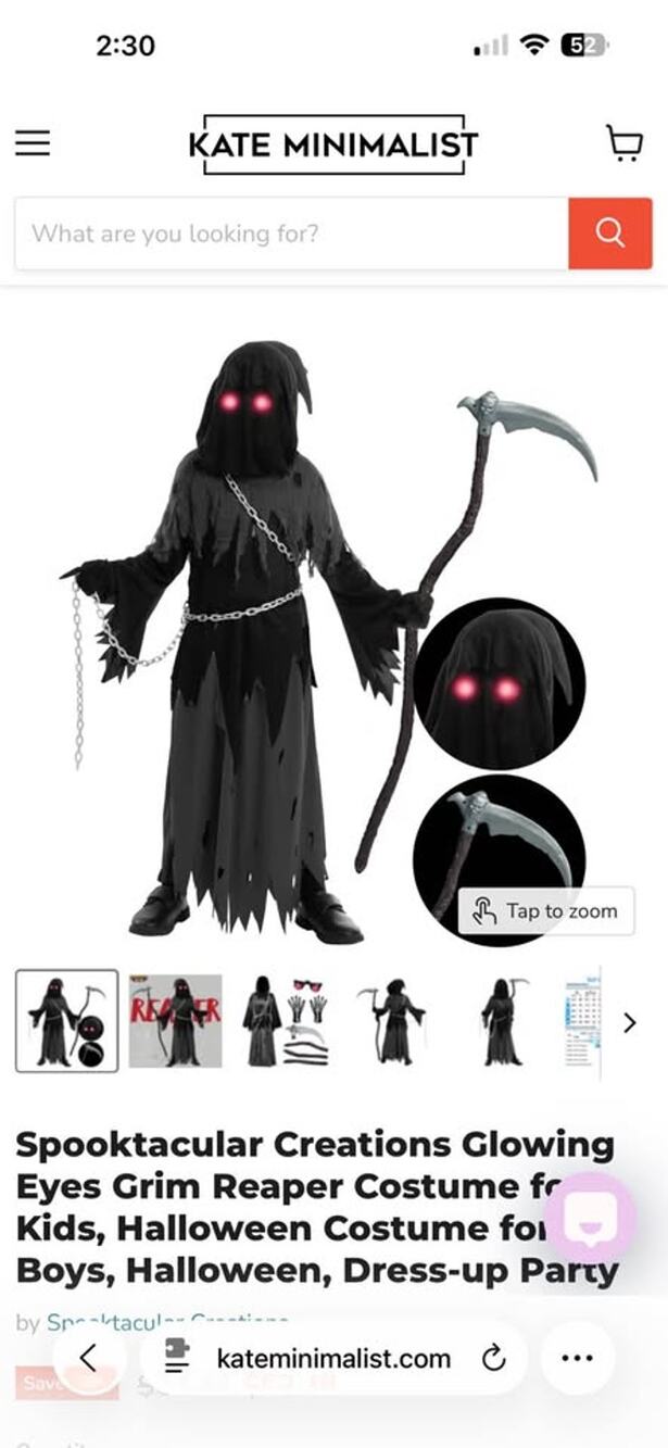 Kids Grim Reaper Halloween Costume